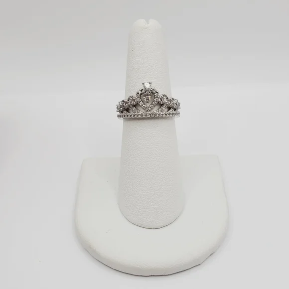 Princess Silver Ring Queen Ring Tiara Diamond Ring - Picture 5 of 5